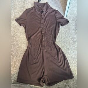 $3 | 3 for $10 Brown Button-Up Romper